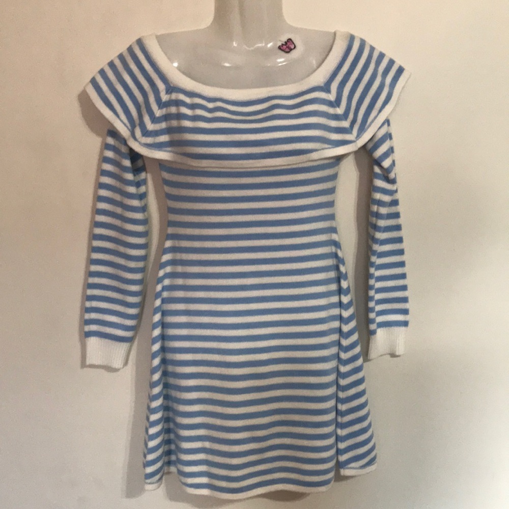 English Factory S knit dress blue:white striped